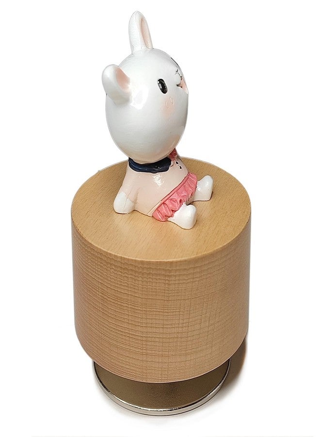 falado Mini Wooden Animal Rotary Music Box with Cute Rabbit Ornament (Tune: You are My Sunshine), White and Beige - Image 3